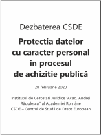 Dezbaterea CSDE Protectia datelor cu caracter personal in procesul de achizitie publica, 28 februarie 2020